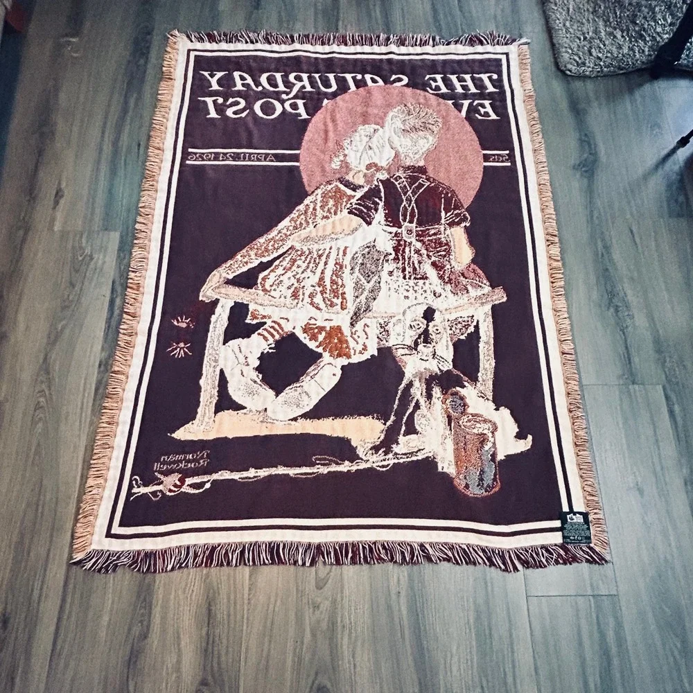 Norman Rockwell Little Spooners Saturday Evening Post 1926 Throw Blanket USA